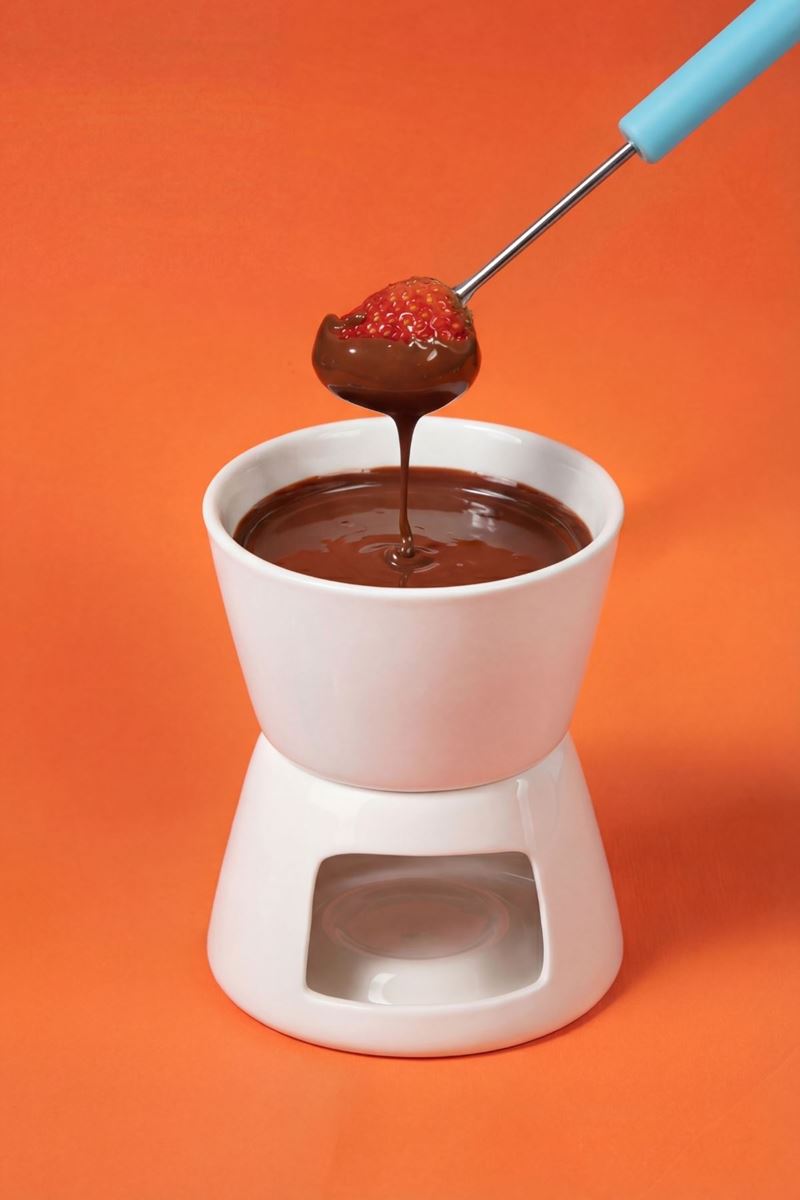 porselen çikolata fondü seti mumlu ısıtmalı fondü kabı beyaz 4 parça