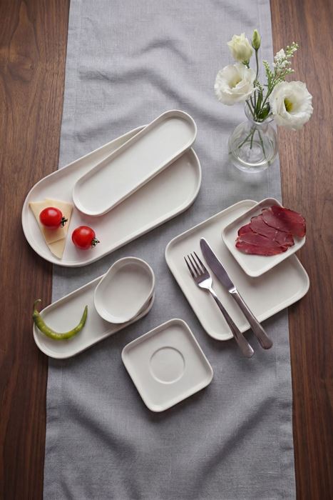 23 parça 6 kişilik porselen kahvaltı takımı beyaz modern servis tabaklı kahvaltılık set