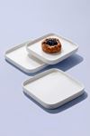 porselen kare tabak 3lü set 19,3x19,2 cm beyaz desensiz servis tatlı sunum tabağı