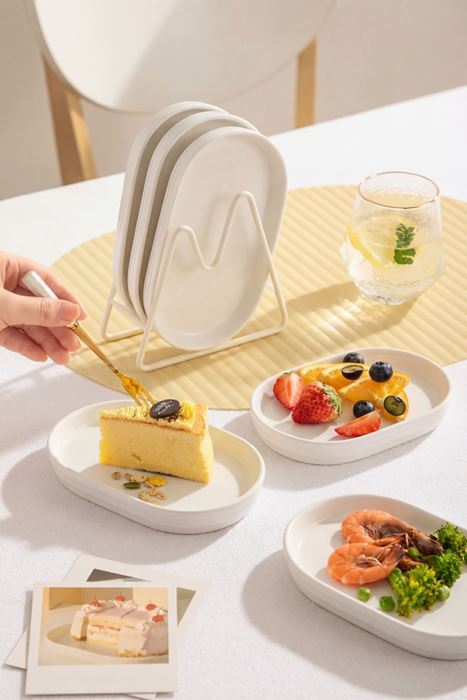 porselen oval kayık sunum tabağı 6lı set 20x12 cm beyaz desensiz servis tabağı