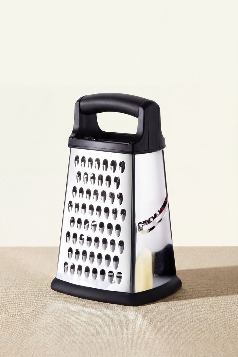 paslanmaz çelik kutu rende 23x12 cm siyah saplı metal mutfak rendesi